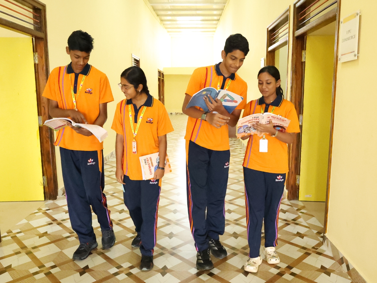 Students studying together at NewAge PU College